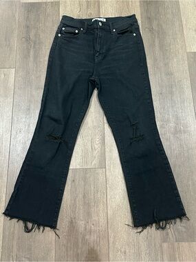 DAZE “Shy Girl” Black High Rise Crop Flare Jeans in a Size 28